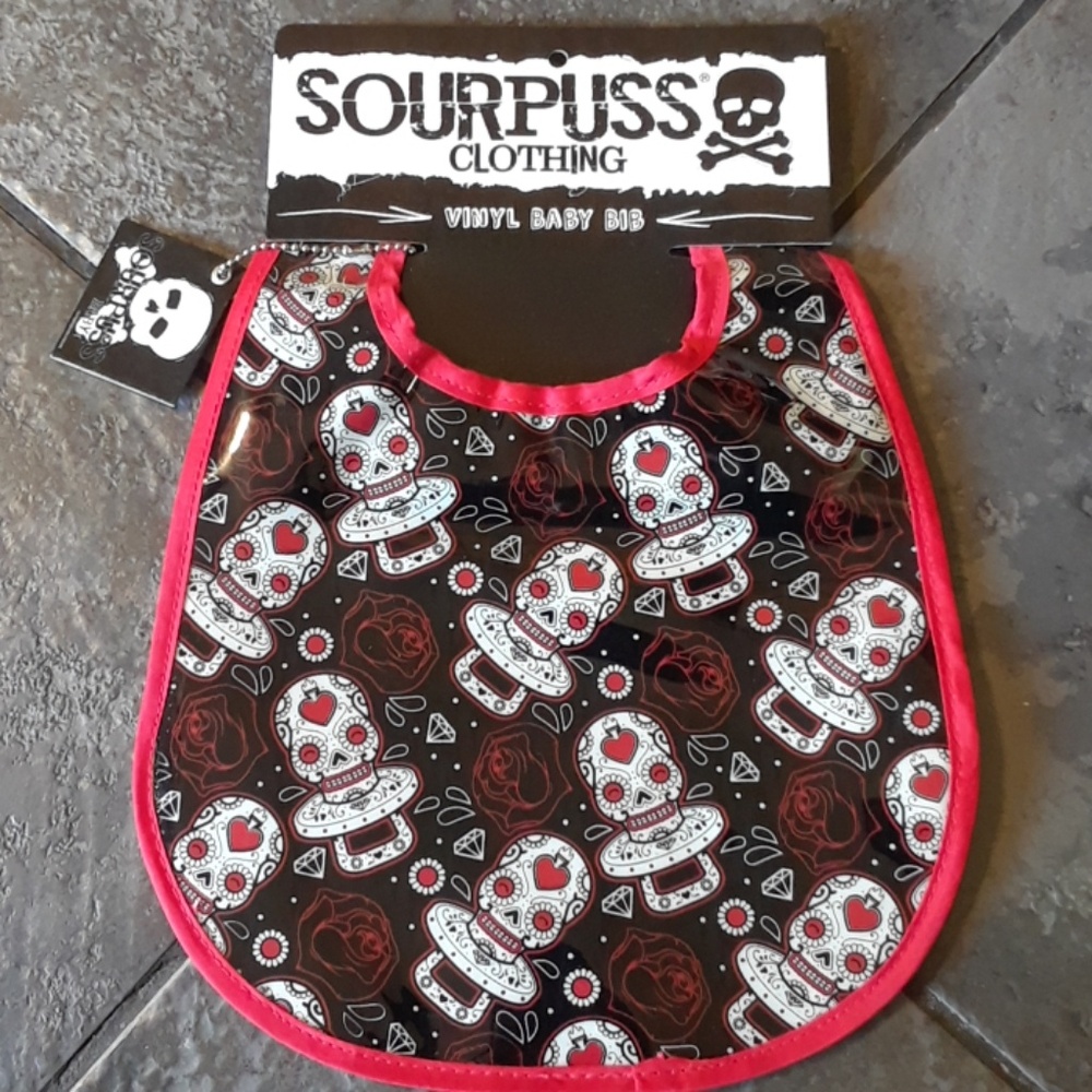 Black and Red Vinyl Baby Bib